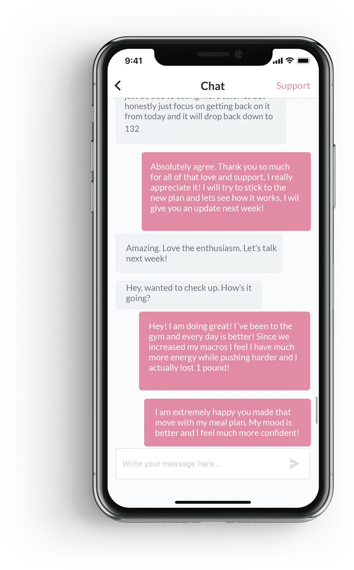 Direct chat with CiCi in the coaching app